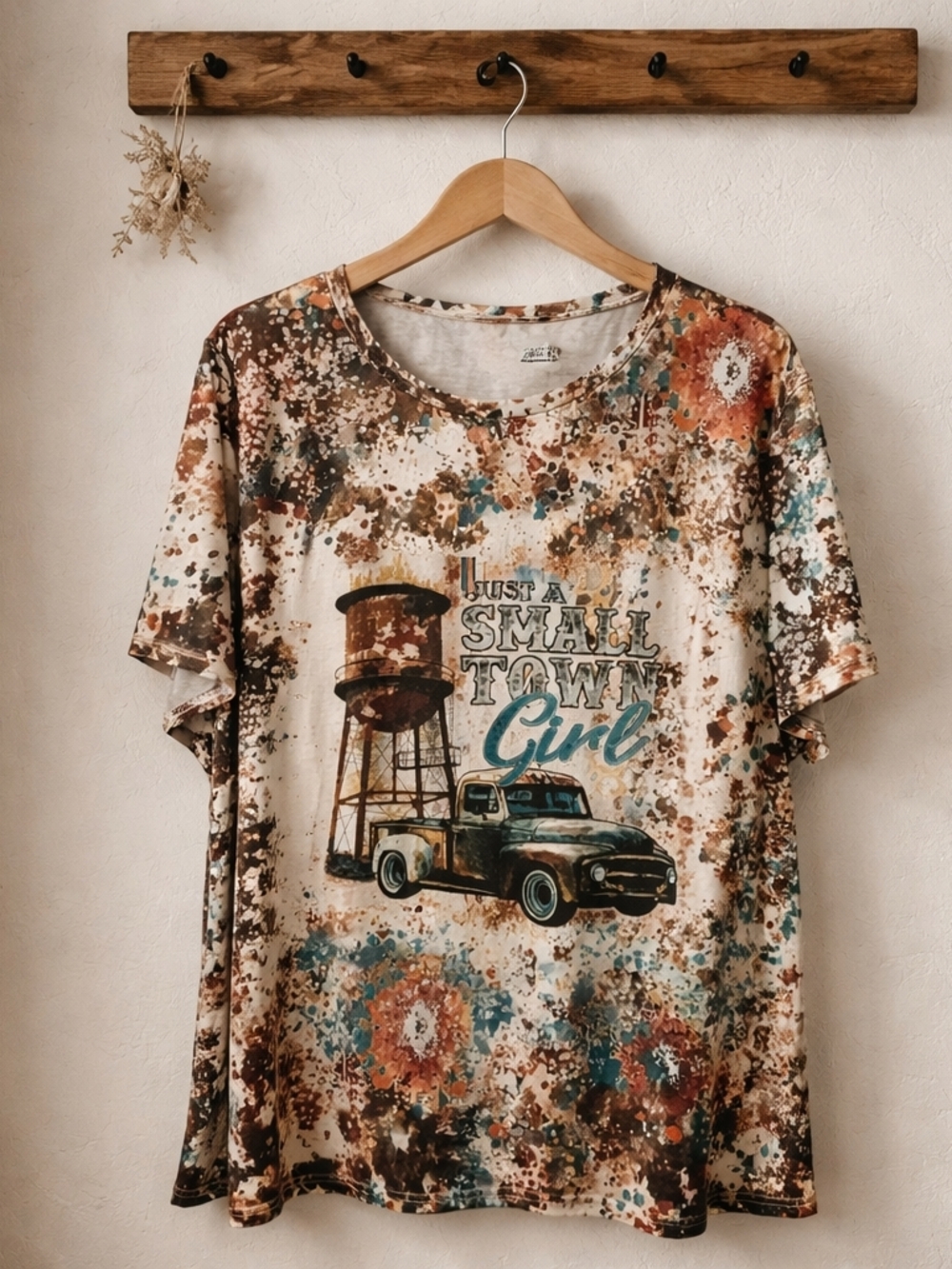 Just A Small Town Girl Graphic Tee - Brown & Teal